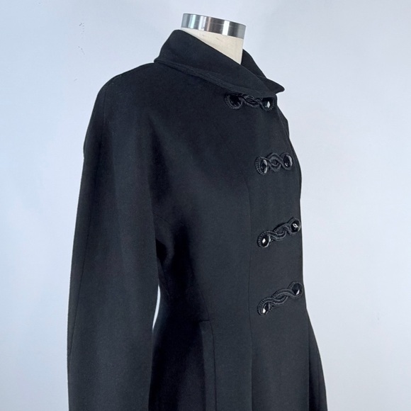 Vintage Ransohoffs 60s Black Wool Princess Coat Frog Closure Jacket XS S - Picture 5 of 13